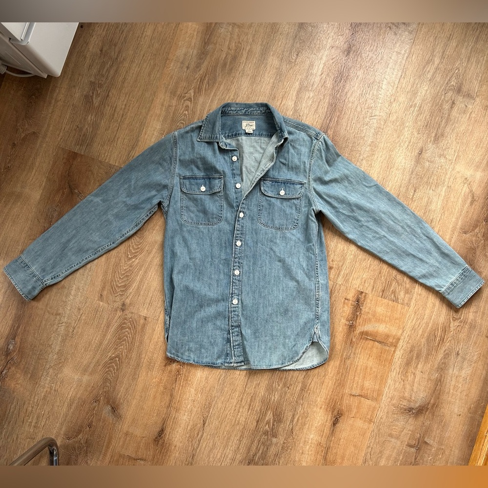 J. Crew Light Wash Denim Shirt Jacket - Blue